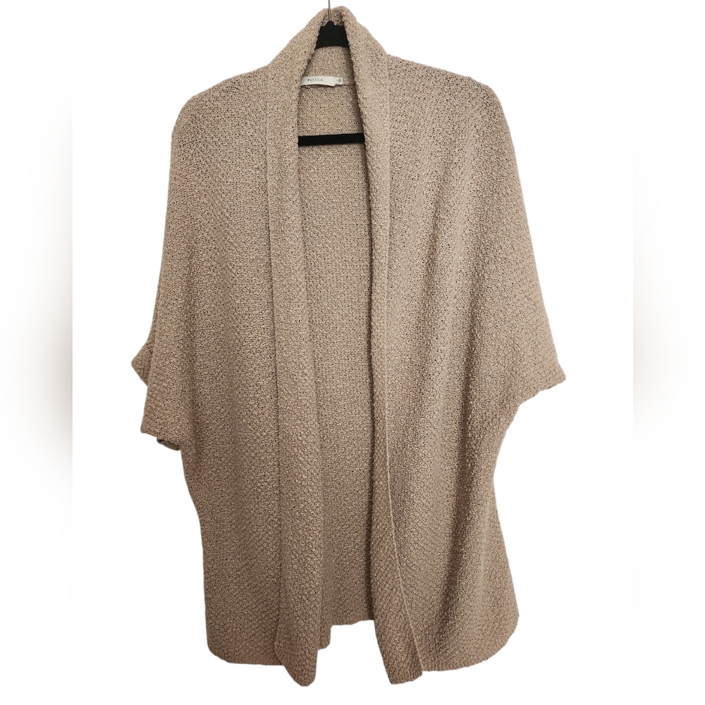 Talula Tan Short Sleeve Cotton Blend Open Front Cardigan Size Small Med